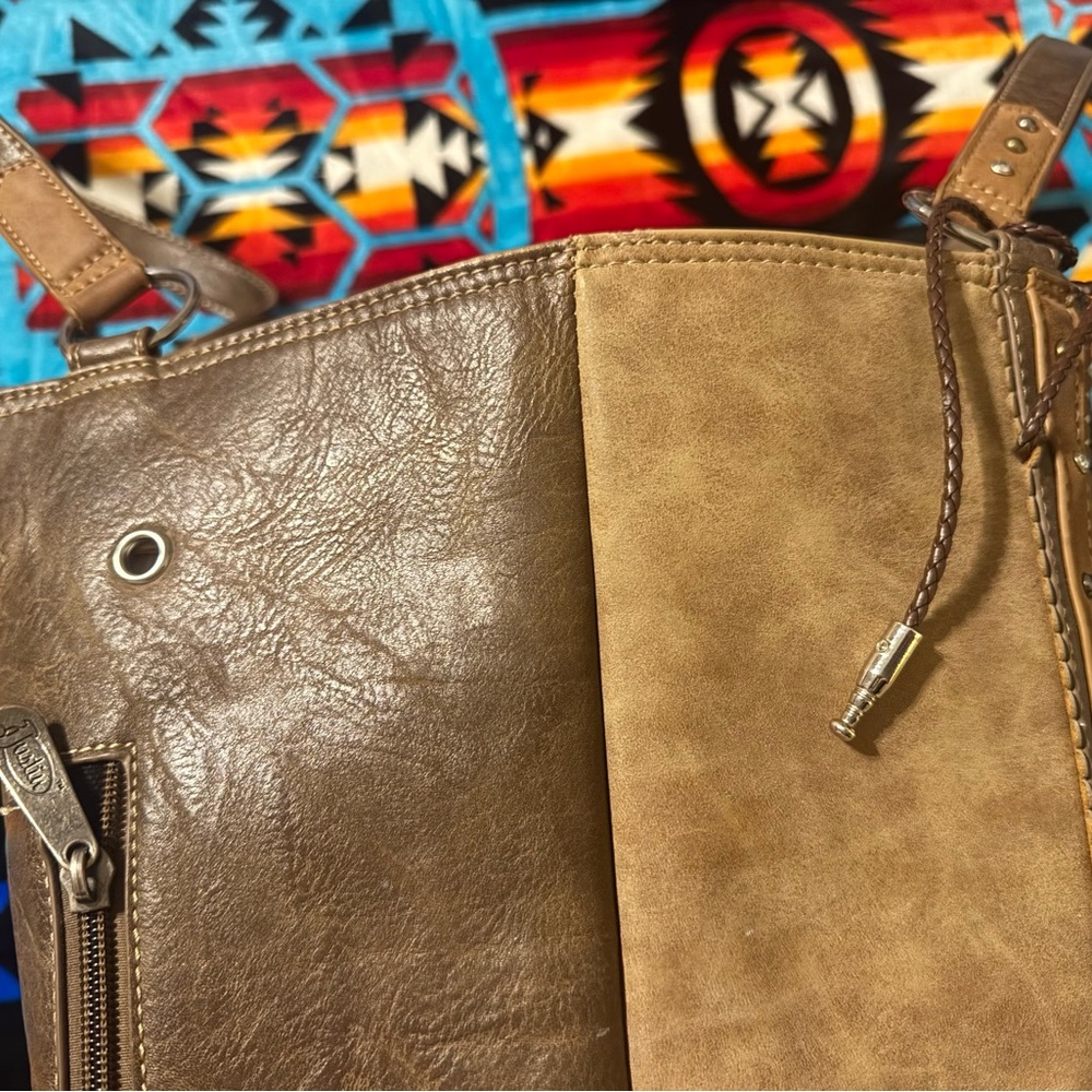 Brown and Tan Justin Tote Bag - Picture 4 of 8